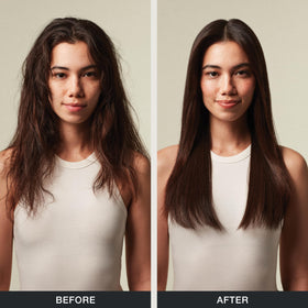 Applying Paul Mitchell serum to damp hair for even coverage and faster styling