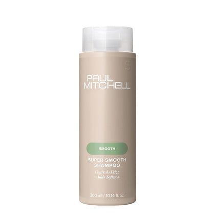 Paul Mitchell front packaging showing bottle and brand for soft smoother hair