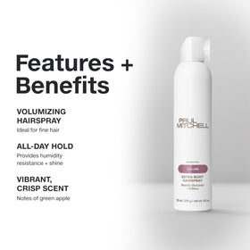 Paul Mitchell hairspray on fine strands showing added texture and visible body benefit