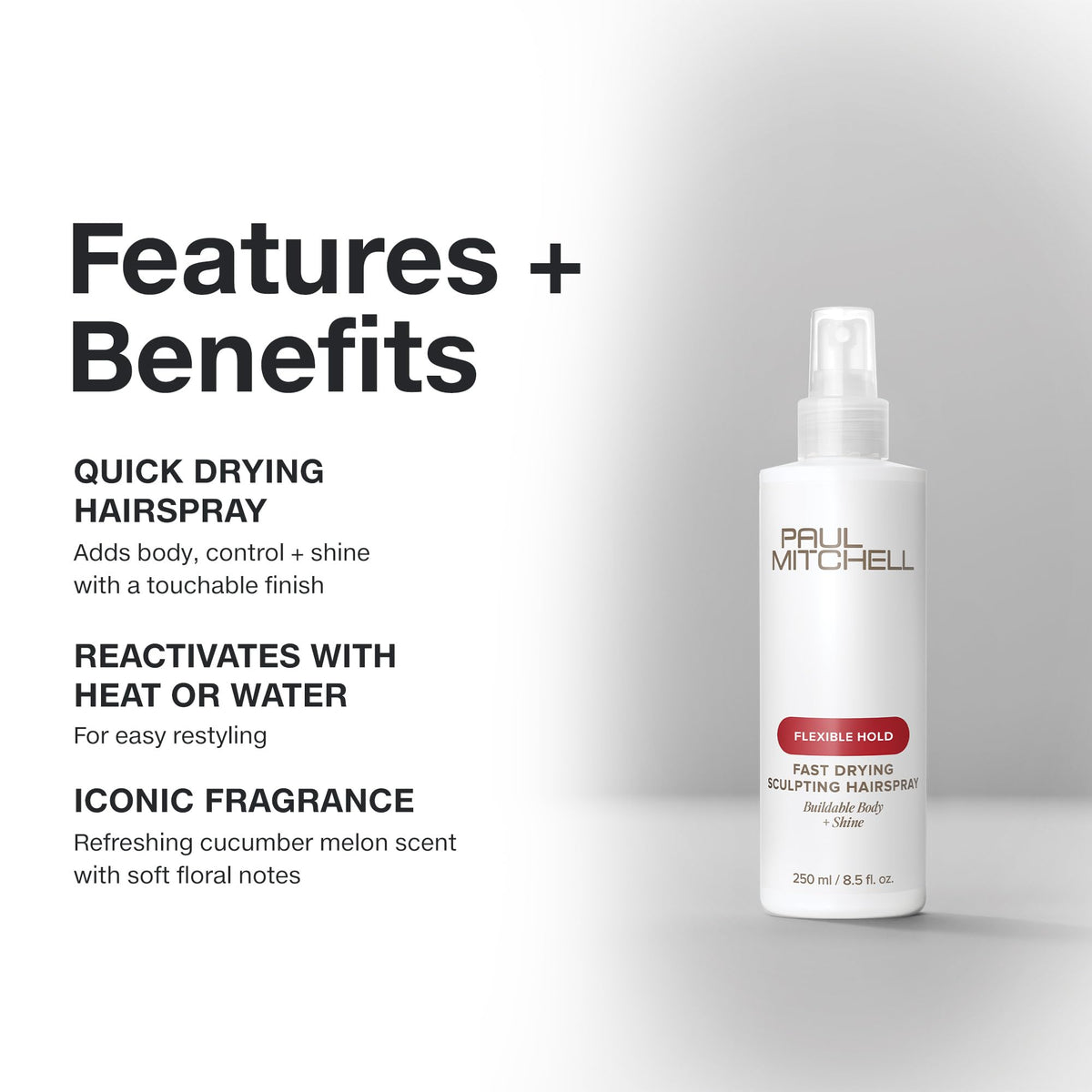 Paul Mitchell mist texture in air illustrating quick-dry action and control benefit