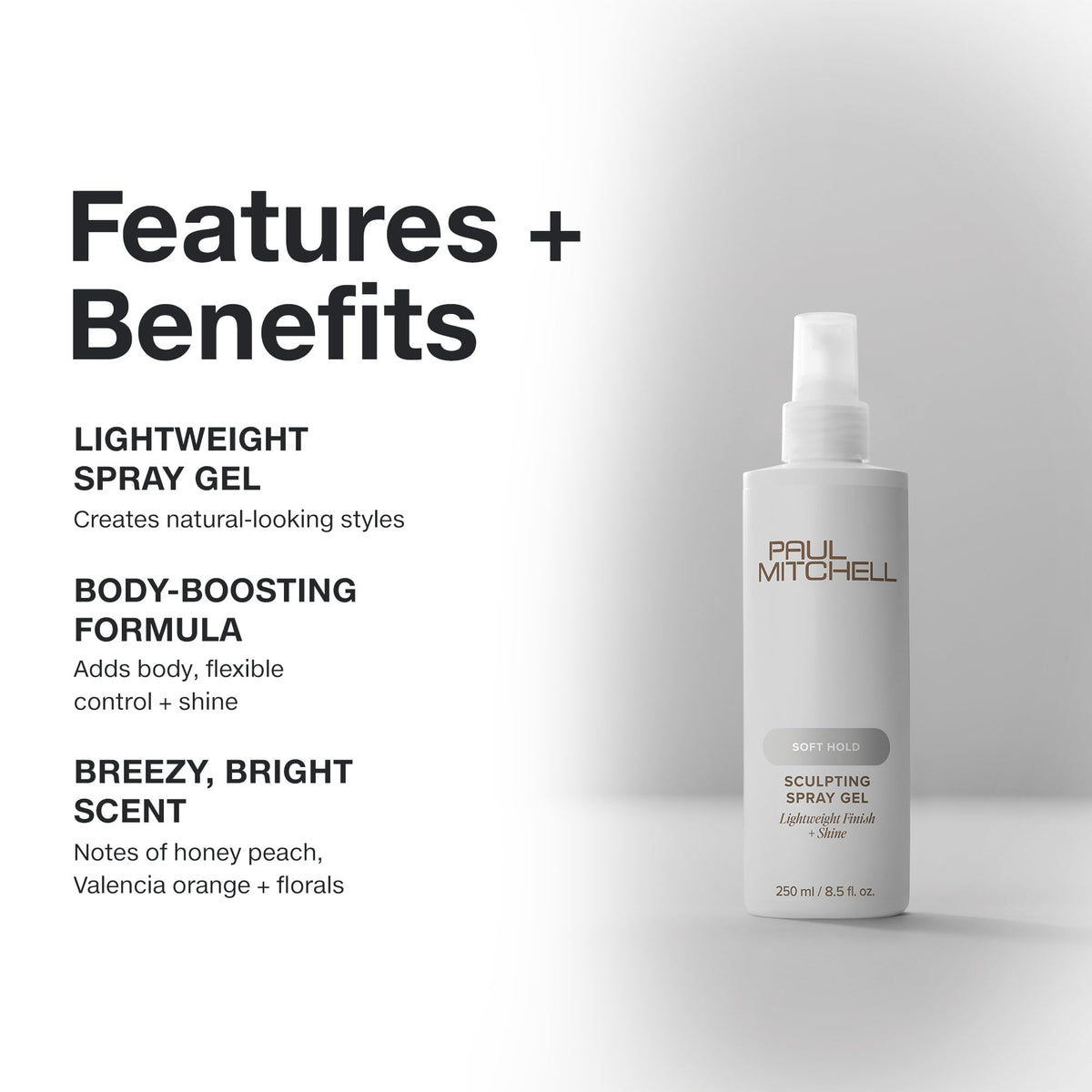 Paul Mitchell gel mist on hair strand for natural shine and body