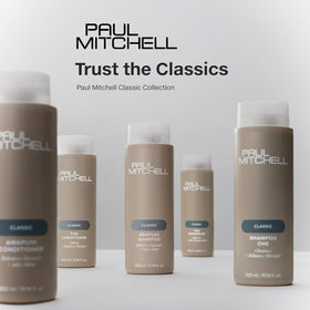 Straight-haired model showing smooth, frizz-controlled results with Paul Mitchell