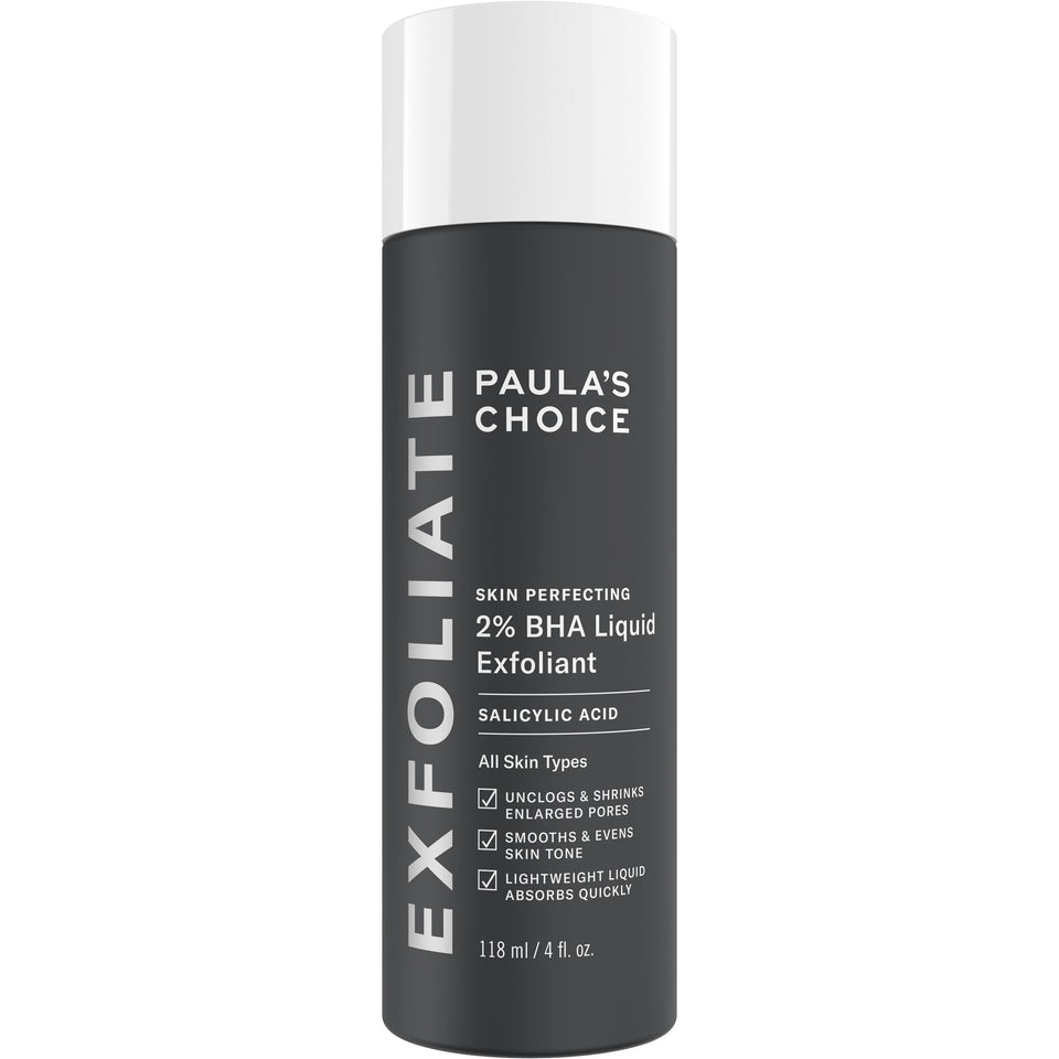 Paula's Choice bottle front view showing clear treatment and benefits