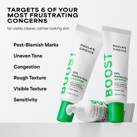 Paula's Choice label close-up listing azelaic and salicylic acids for targeted clarity