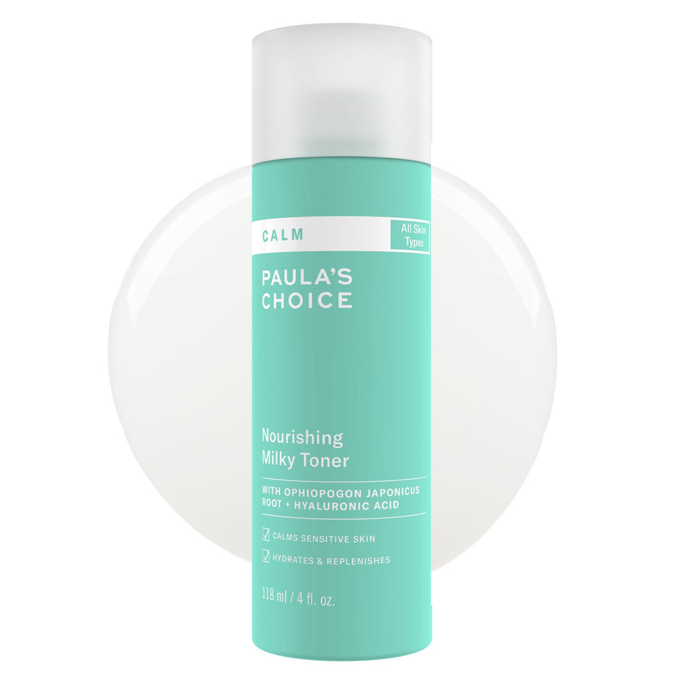 Paula's Choice front packaging showing milky toner and clear branding for easy identification