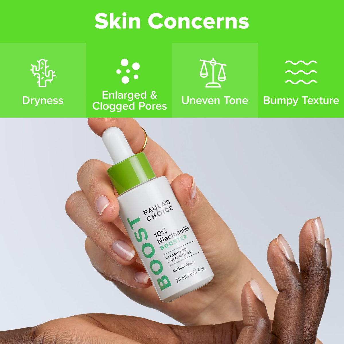 Paula's Choice close-up of ingredient label highlighting niacinamide and antioxidant blend