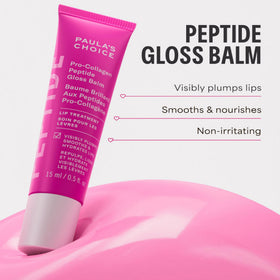 Paula's Choice on model lips showing glossy finish and visibly fuller-looking lip appearance