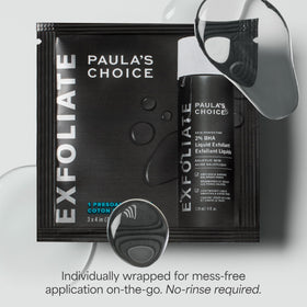 Applying Paula's Choice pad to neck area showing smooth coverage and versatility
