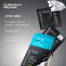 Paula's Choice pad applied to cheek demonstrating gentle exfoliation benefit