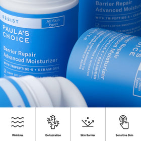 Paula's Choice label close-up showing fragrance-free, science-backed formula benefits