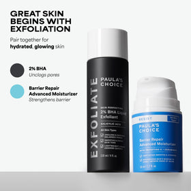 Paula's Choice on bathroom vanity in lifestyle scene suggesting daily skincare routine