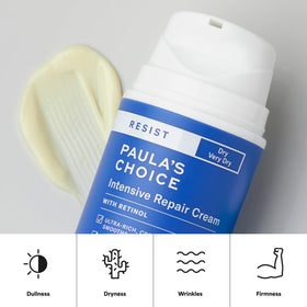 Paula's Choice product on bathroom shelf in evening routine for restorative hydration