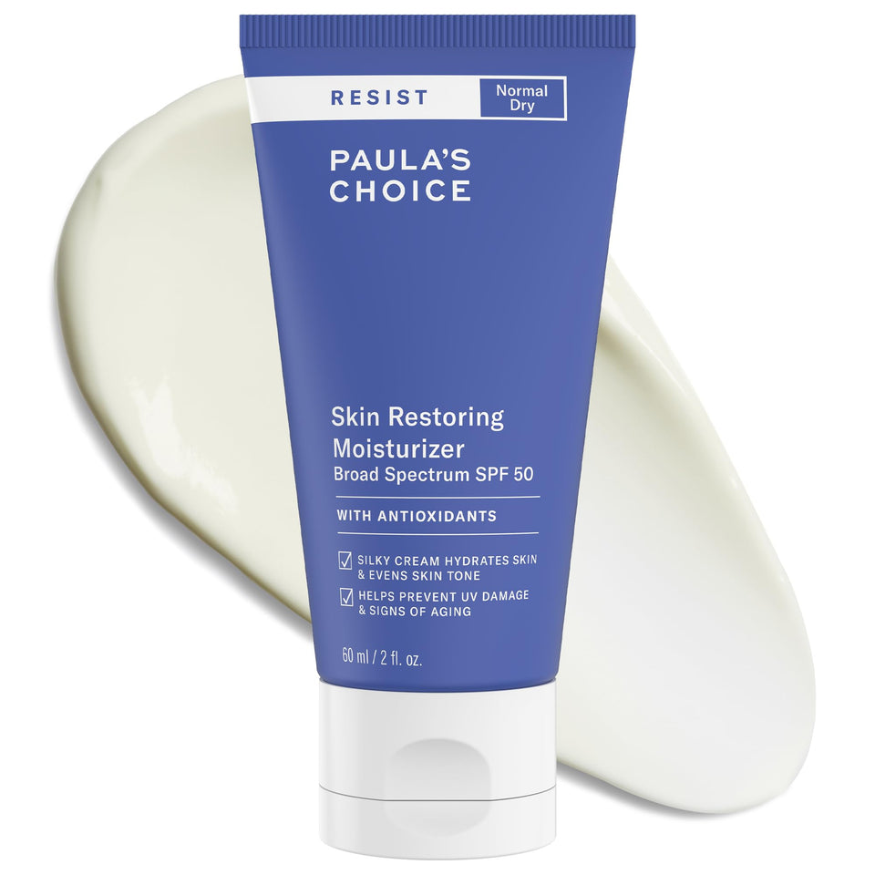 Paula's Choice front packaging showing SPF 50 and moisturizing benefits