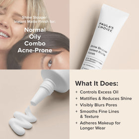 Paula's Choice being applied to skin demonstrating smooth blending and immediate mattifying effect