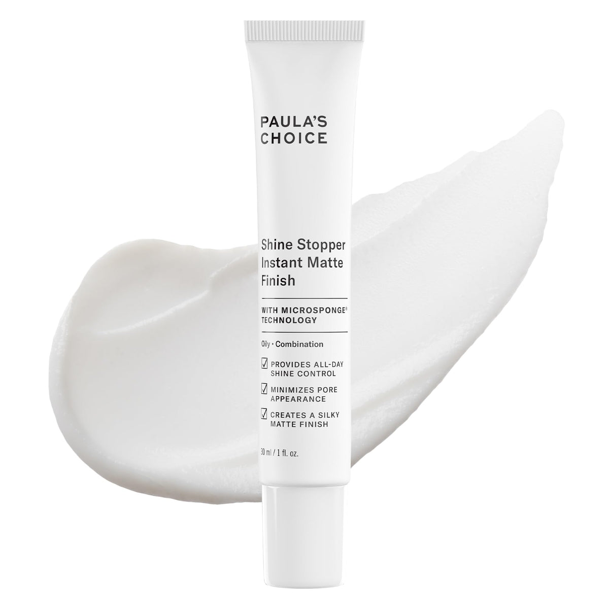Paula's Choice bottle front view showing label and clear primer for easy identification and quick use