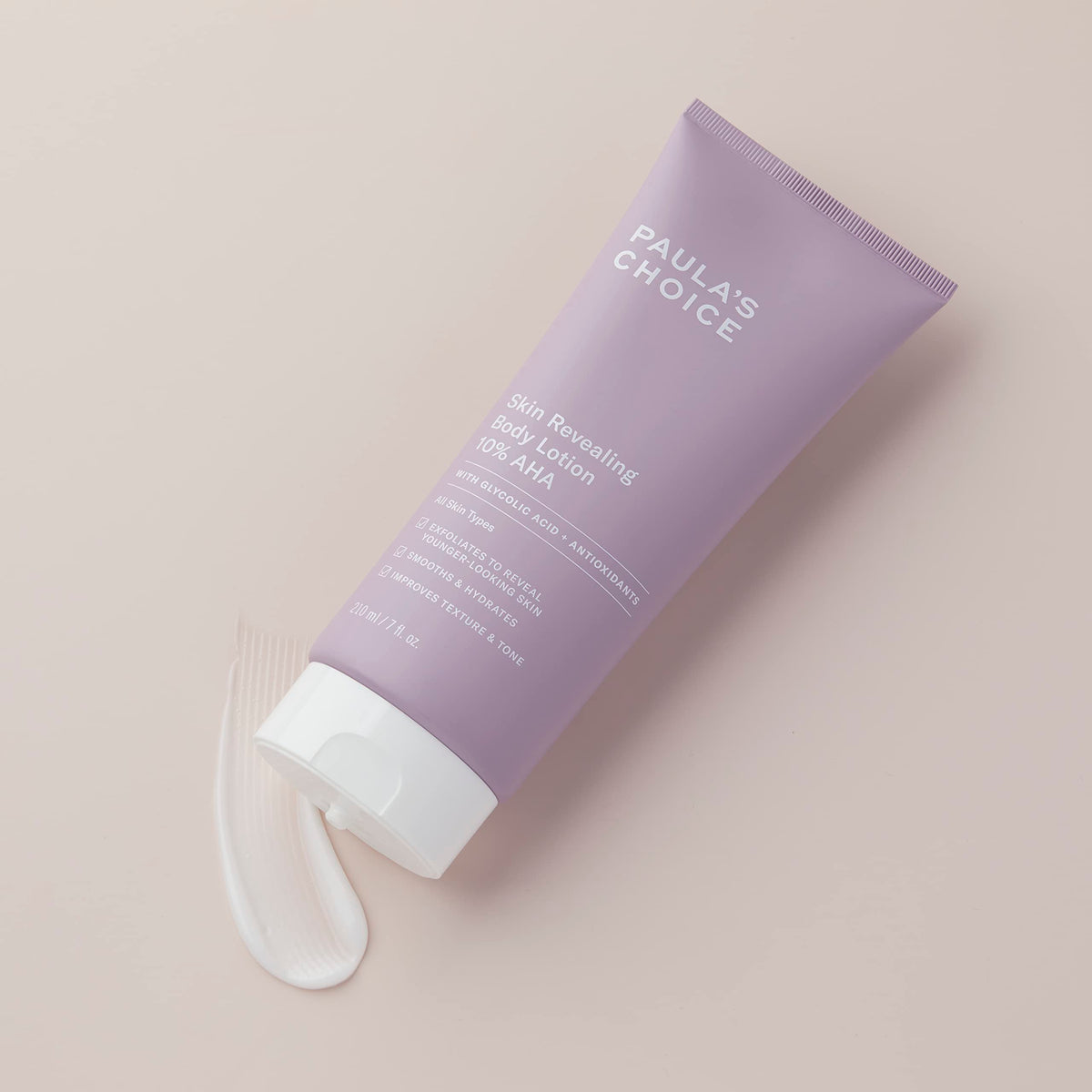 Paula's Choice lotion texture close-up highlighting smooth glycolic cream for exfoliation