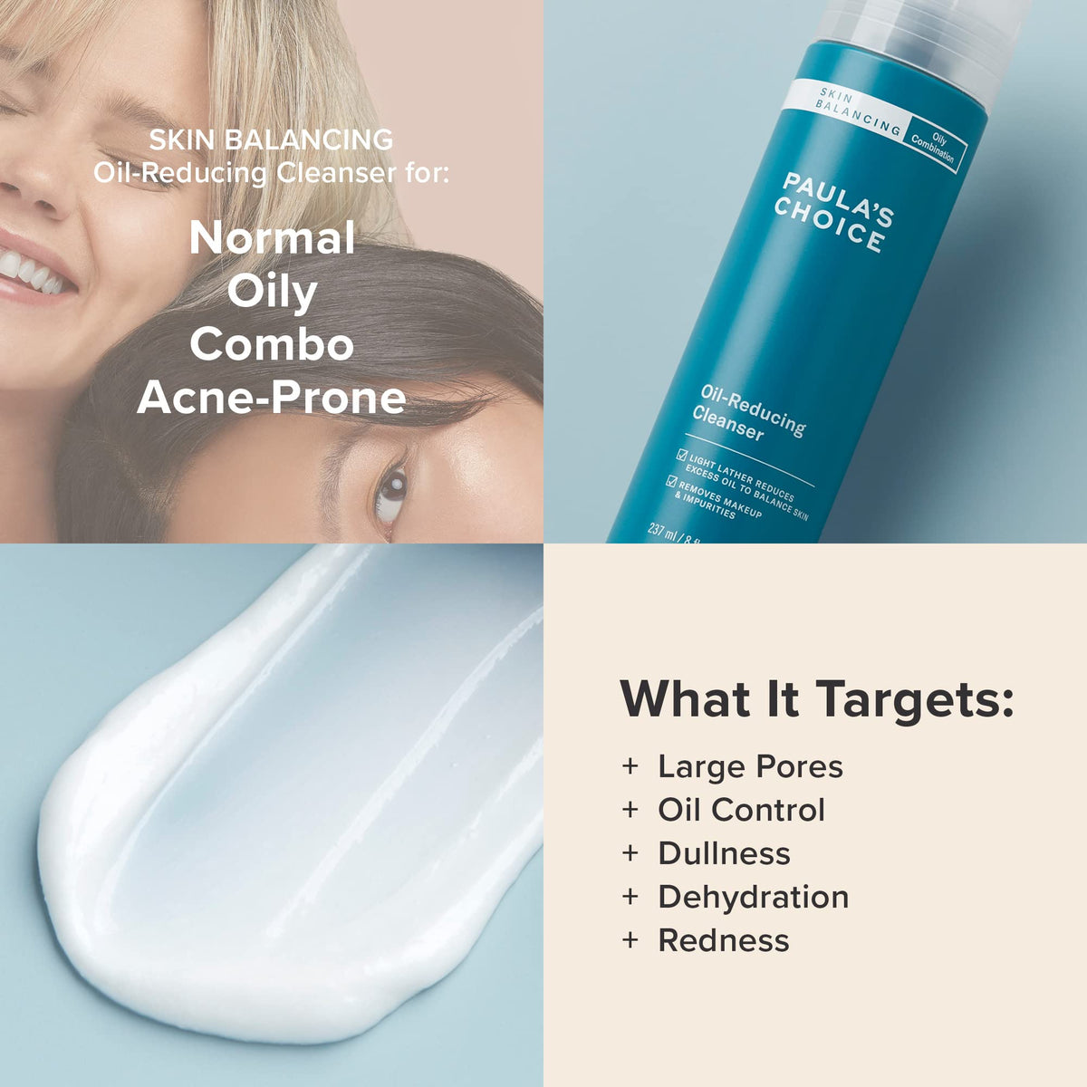 Paula's Choice gel texture on fingertip, lightweight non-drying feel benefit