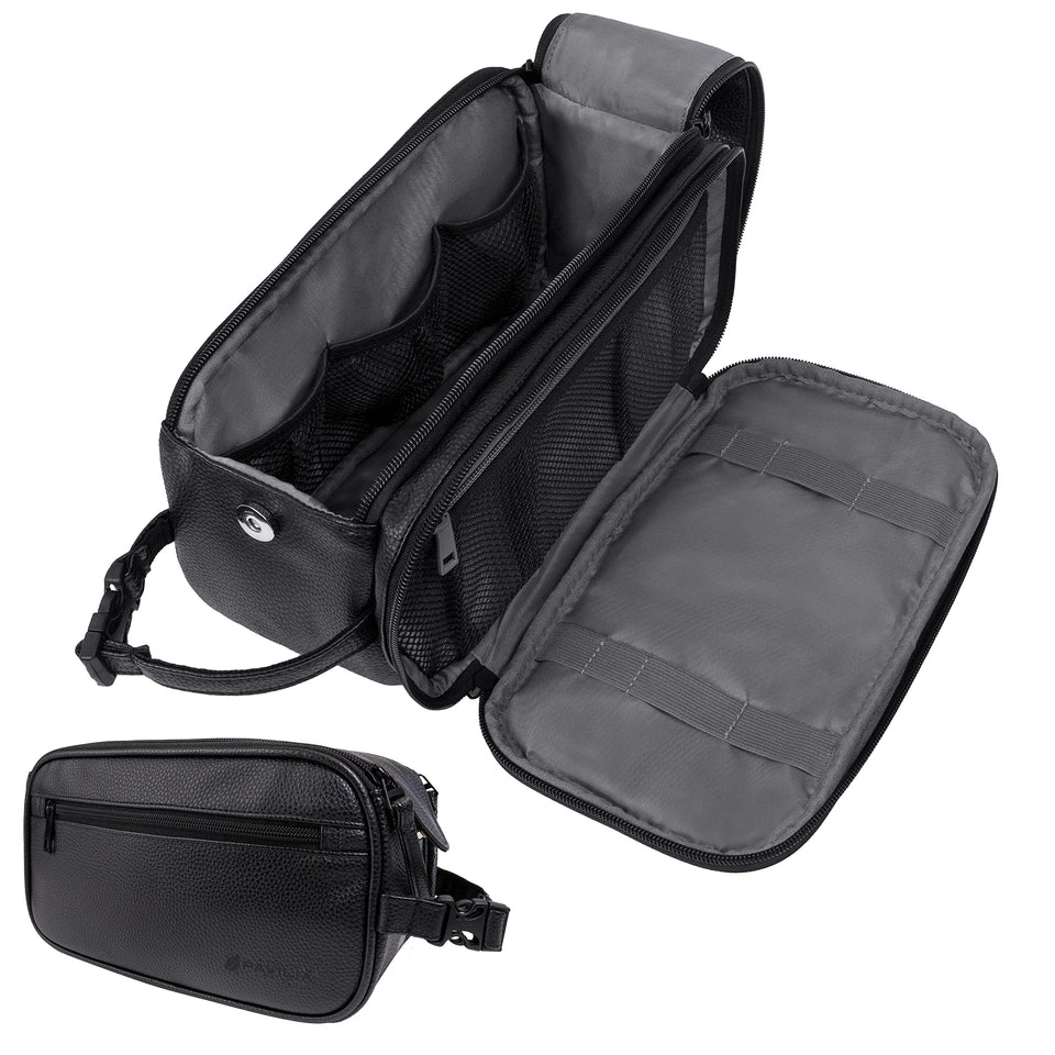 PAVILIA front view showing sleek PU leather and secure zipper for durable protection
