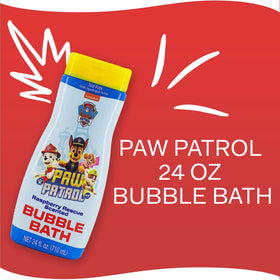 Paw Patrol bottle beside rubber duck to show 24 oz size and long-lasting value