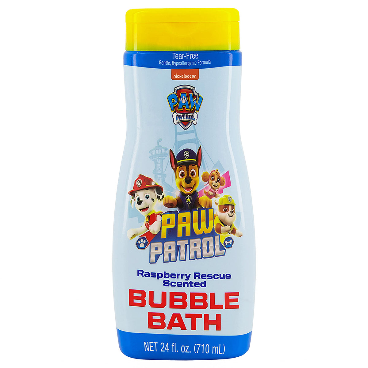 Paw Patrol front packaging showing 24 oz bottle and playful design benefits bath routine