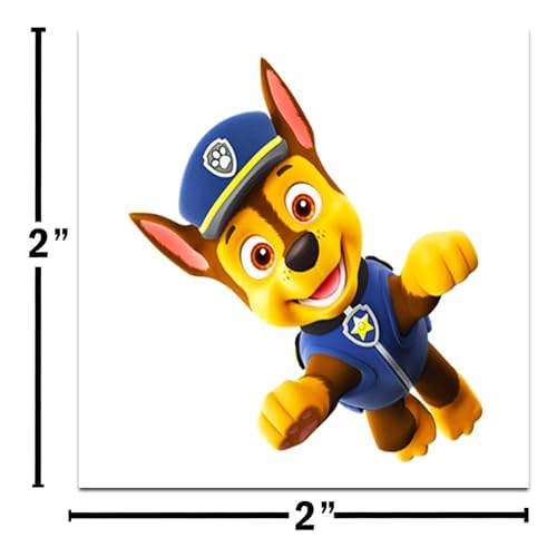 Paw Patrol close-up of perforated tattoo sheet highlighting colorful Chase and Skye designs and easy separation