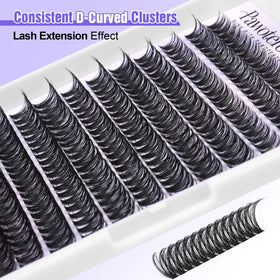 Pawotence demo applying clusters to eye for at-home salon-style finish