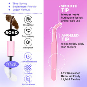 Pawotence step-by-step application in hand illustrating simple DIY lash bonding