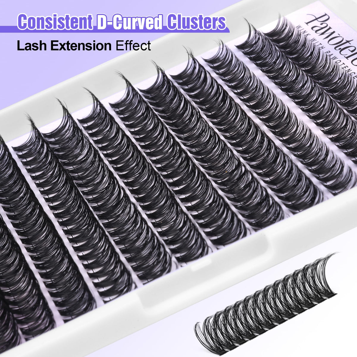 Pawotence before and after lashes showing added density and length