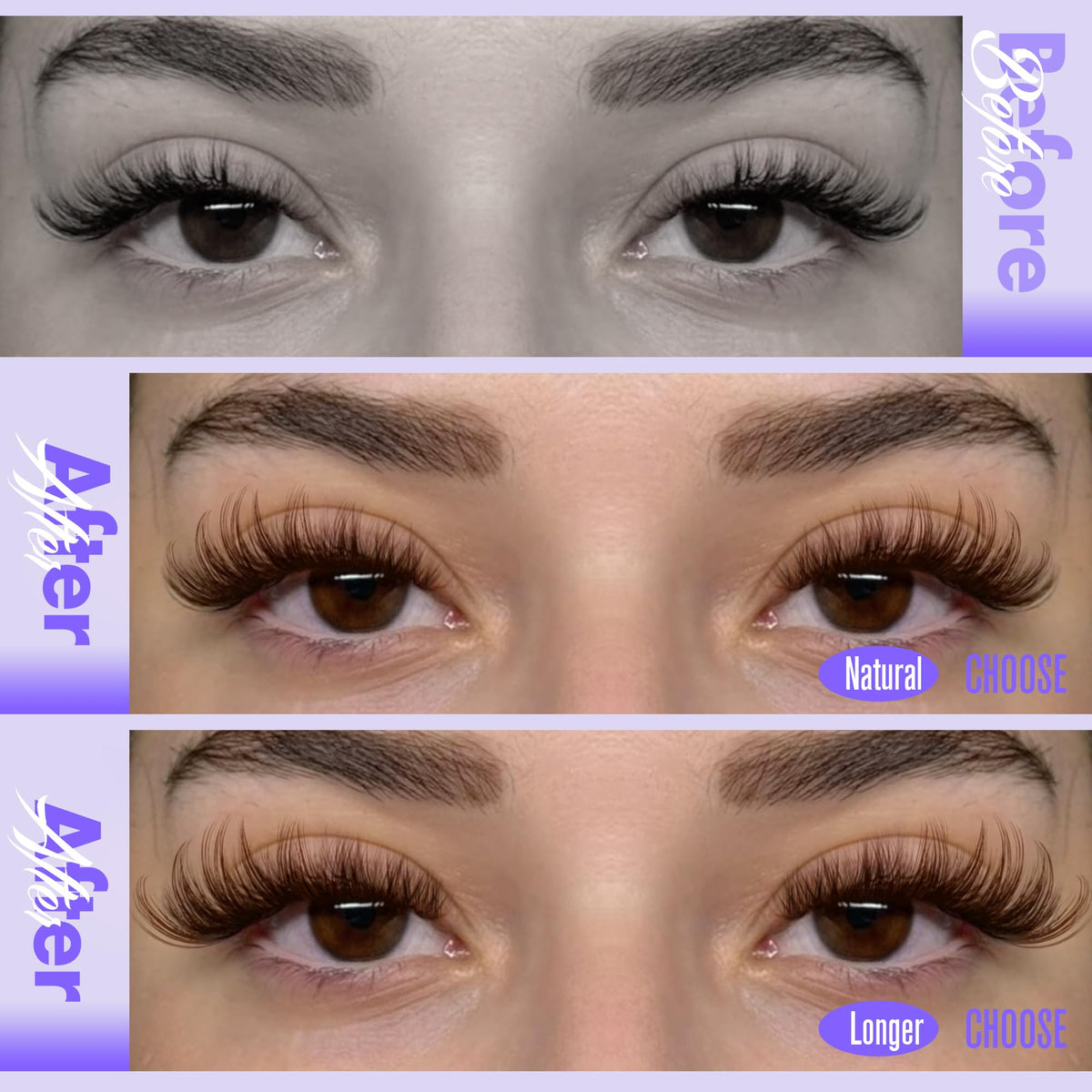 Pawotence close-up of soft brown fibers for natural-feel lashes