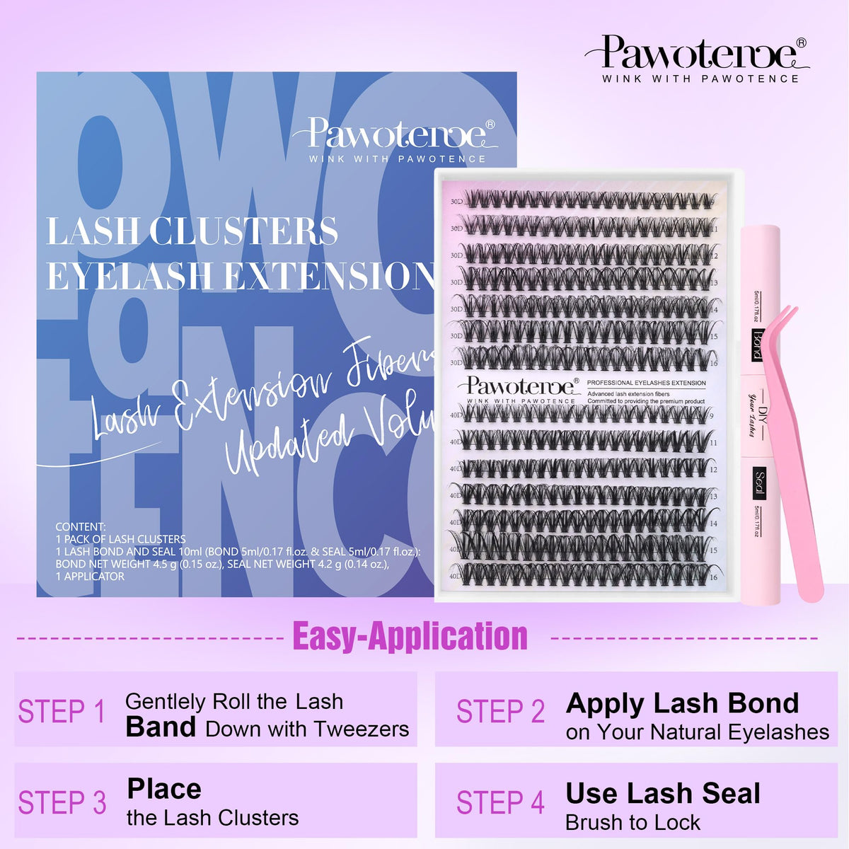Pawotence finished lash look on model showing fuller, customizable glam results