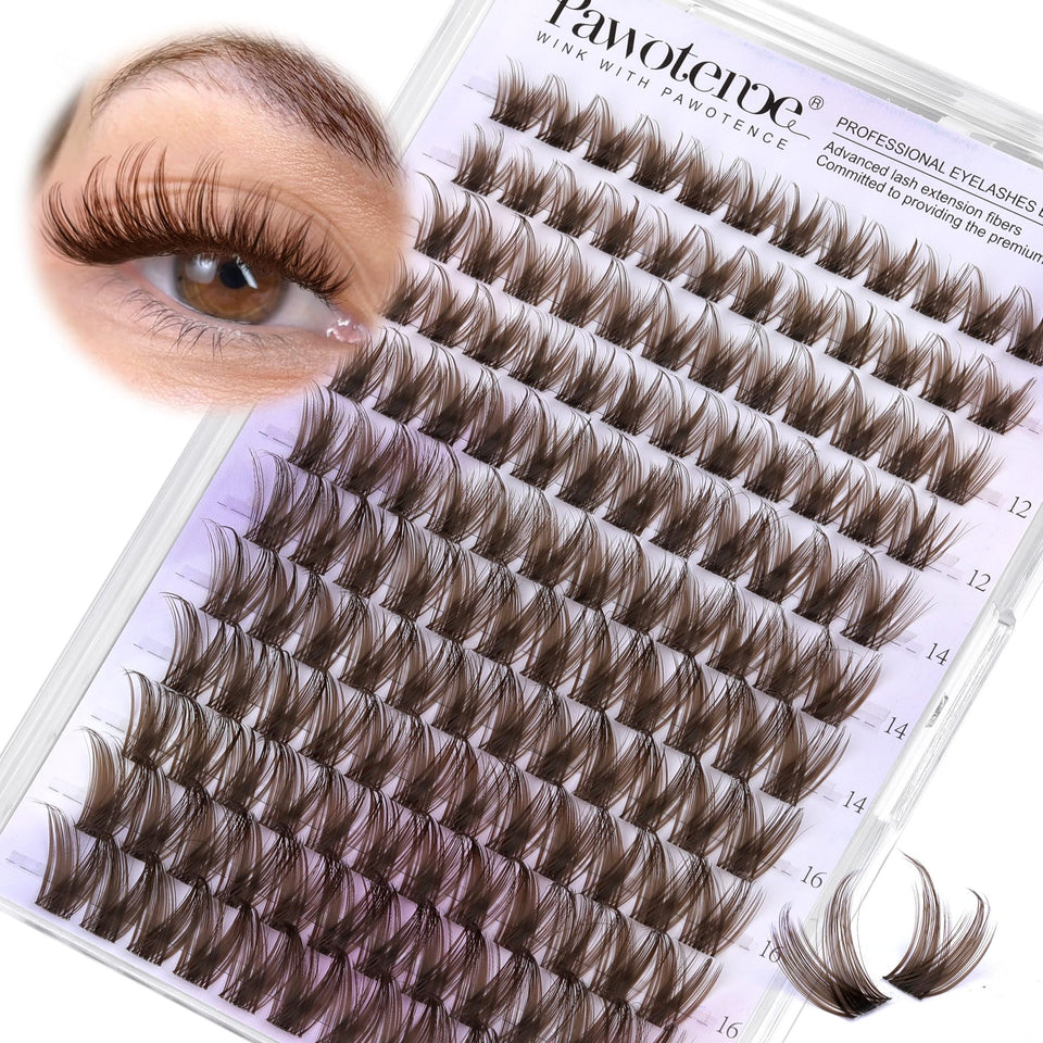 Pawotence front packaging showing brown lash clusters and quick styling benefit