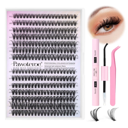 Pawotence front packaging displaying full DIY lash extension kit for at-home convenience