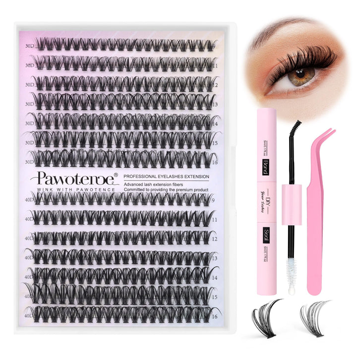 Pawotence front packaging displaying full DIY lash extension kit for at-home convenience