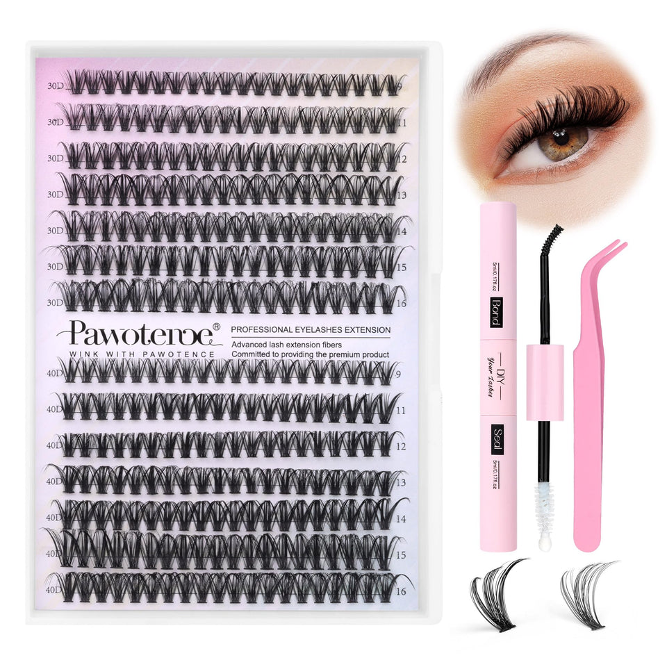 Pawotence front packaging displaying full DIY lash extension kit for at-home convenience