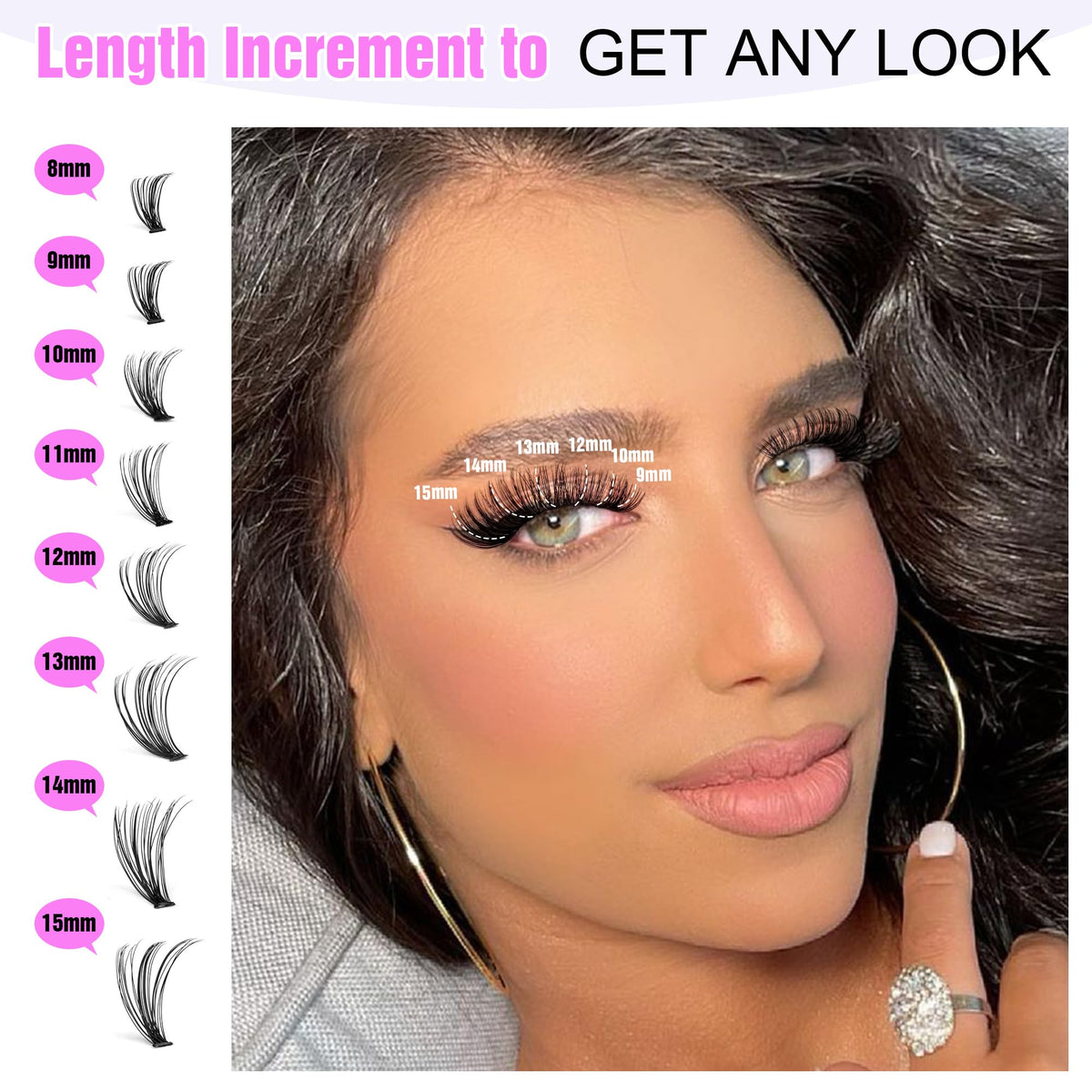 Pawotence model wearing clusters showing natural full lash effect