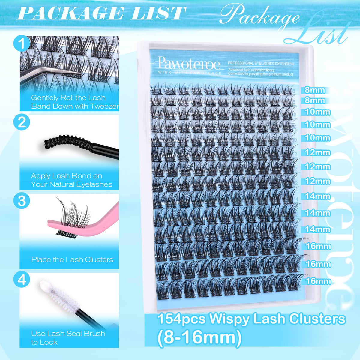 Pawotence lashes styled for evening look showing added volume and drama