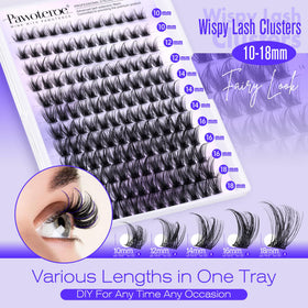 Pawotence display of mixed 10–18mm cluster lengths for customizable volume