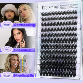 Pawotence clusters applied on model eye showing natural blend and comfort benefit