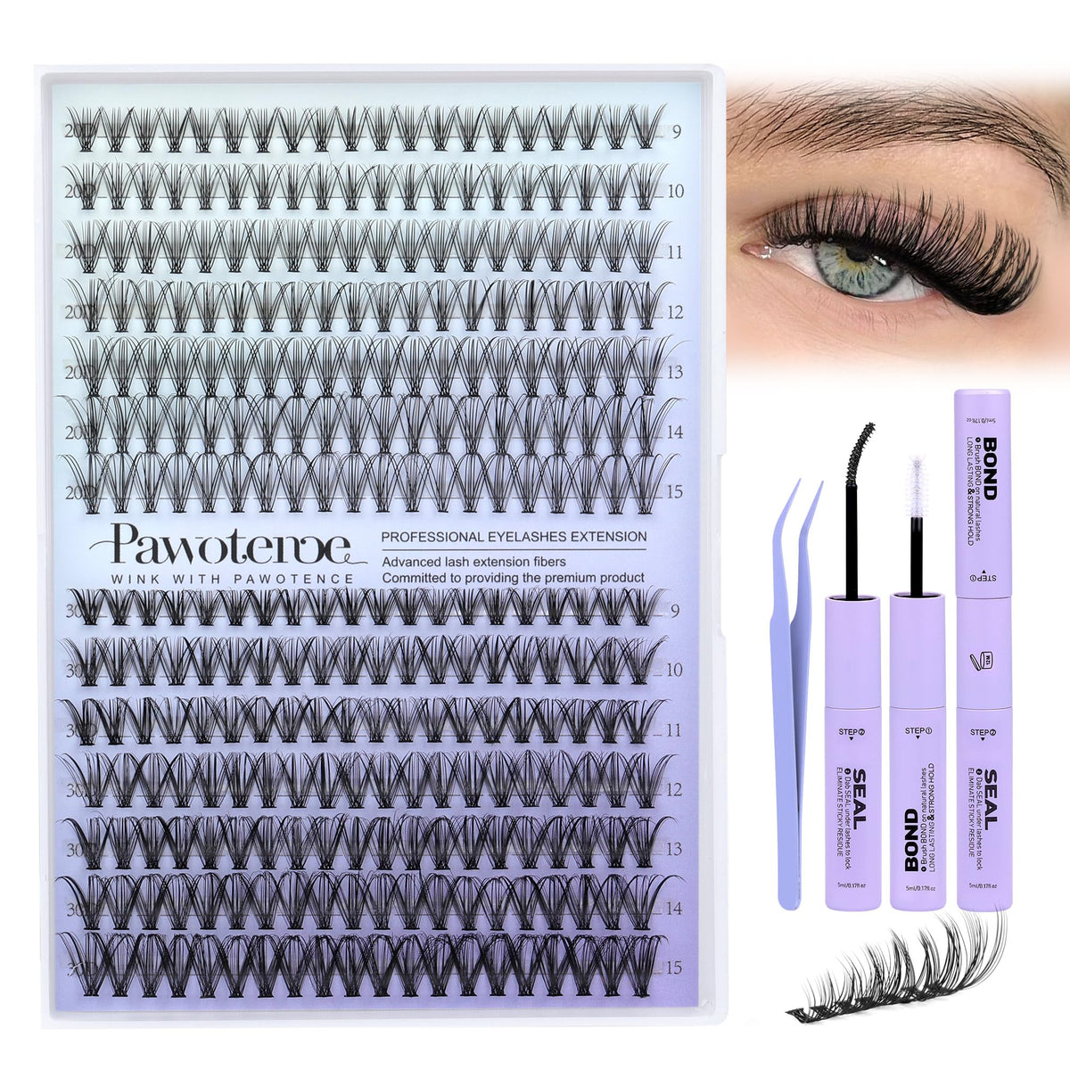 Lifestyle image of evening makeup with Pawotence lashes demonstrating glamorous, long-lasting look