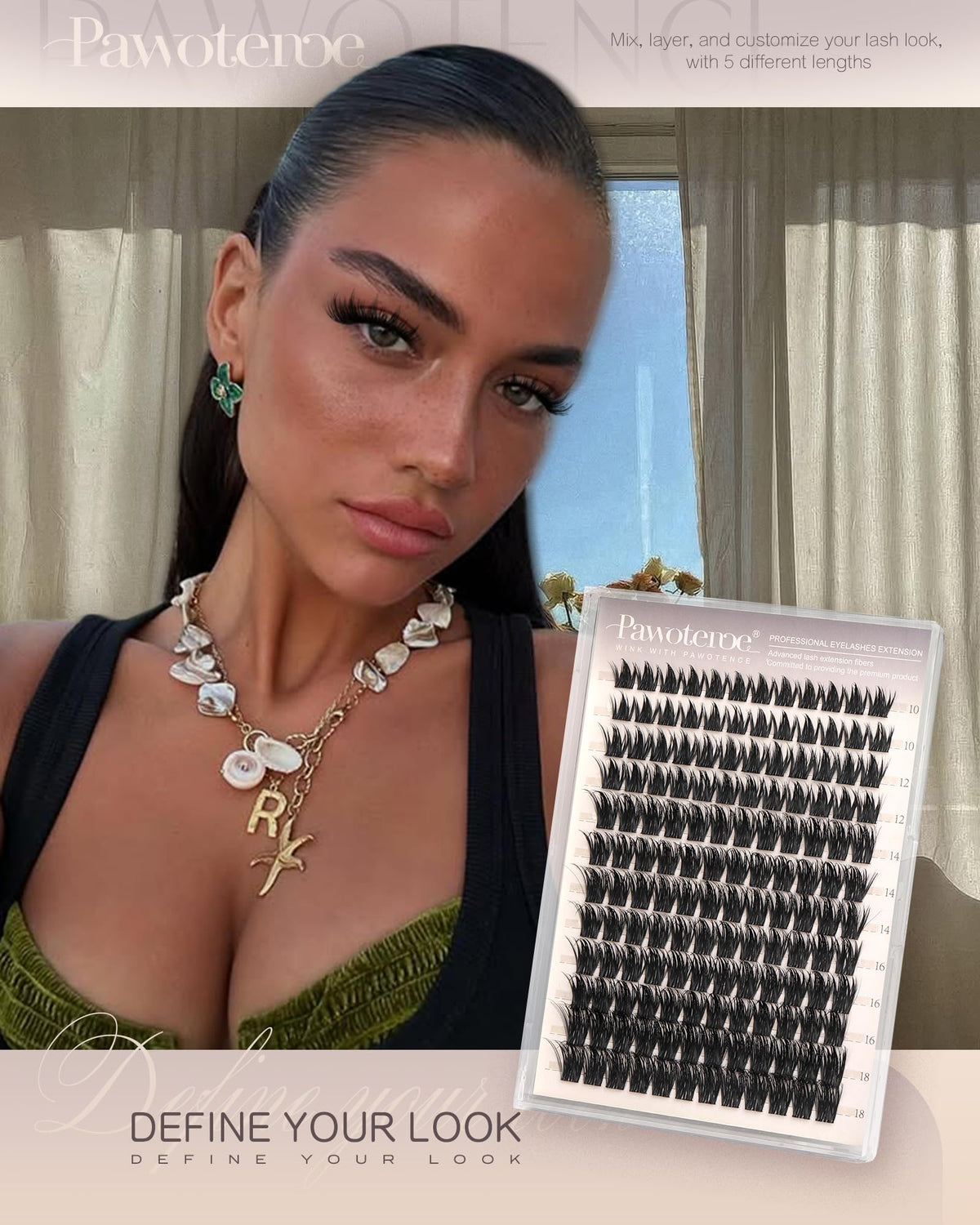 Pawotence worn by model creating anime-inspired lifted lash effect