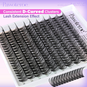 Pawotence sealed cluster close-up showing neat lash line and long-lasting hold