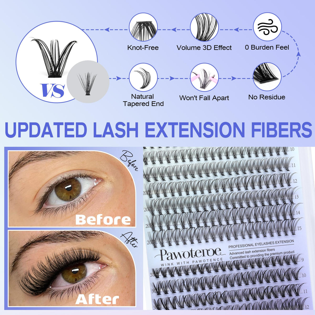 Pawotence tweezers with lash bond and seal arranged to illustrate precise, professional tools