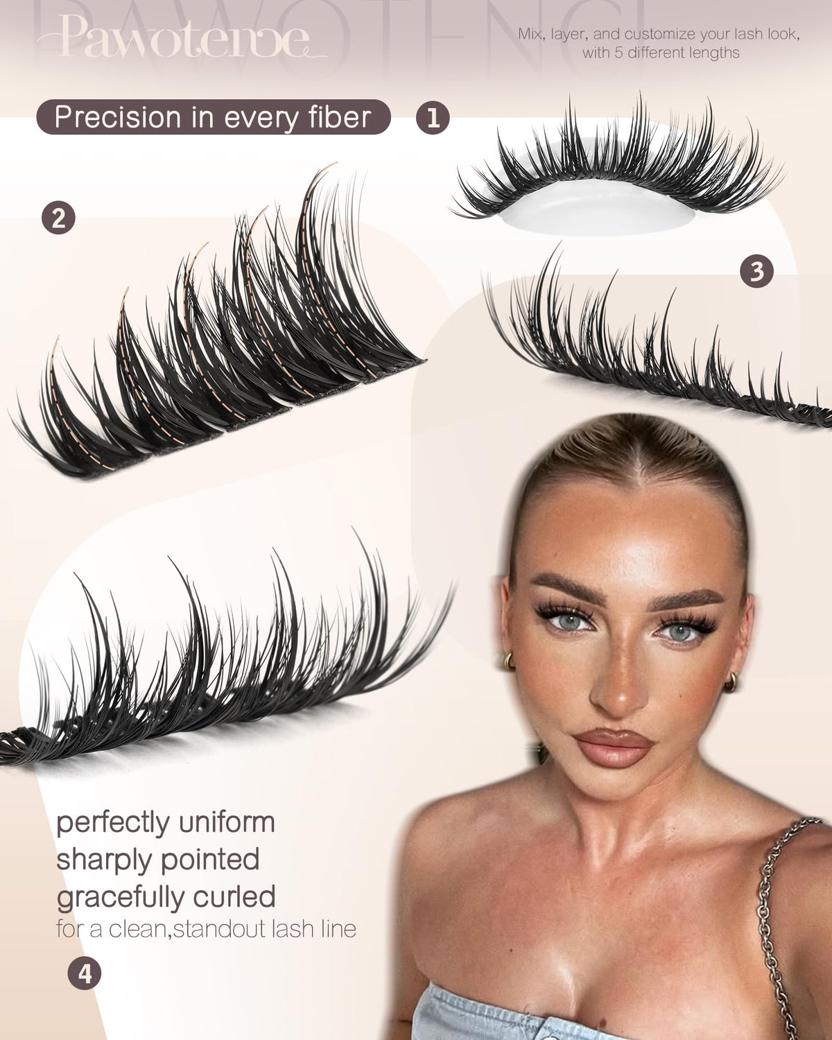 Pawotence lashes reflecting light showing wet-look glossy finish advantage