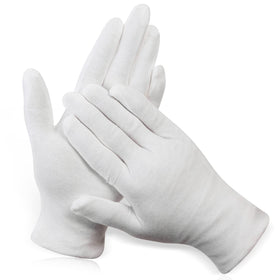 PAXCOO front pack of 12 pairs XL white gloves showing quantity and clean look