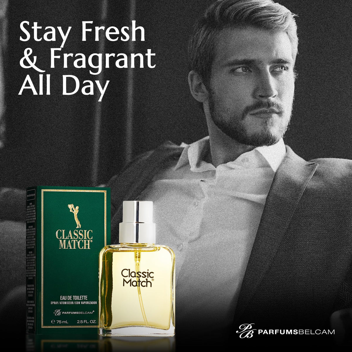 PB ParfumsBelcam bottle in a casual men's dressing area suggesting versatile everyday wear