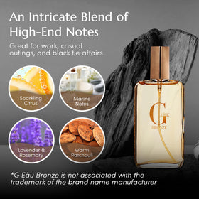 PB ParfumsBelcam bottle held next to a hand to show 3.4 oz travel-friendly size
