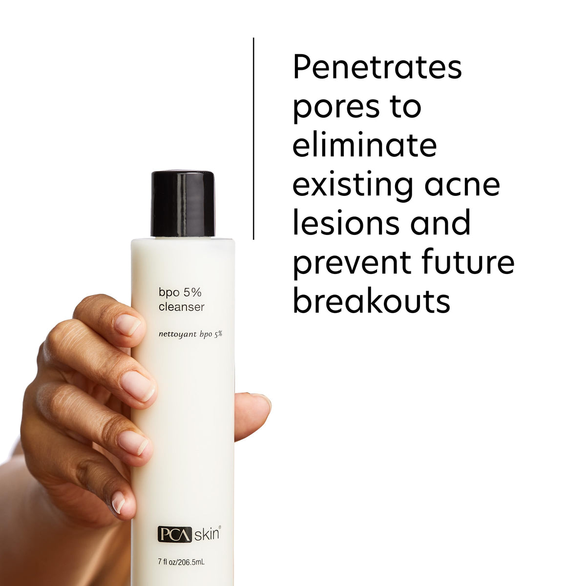 PCA SKIN bottle held in hand for size and scale reference
