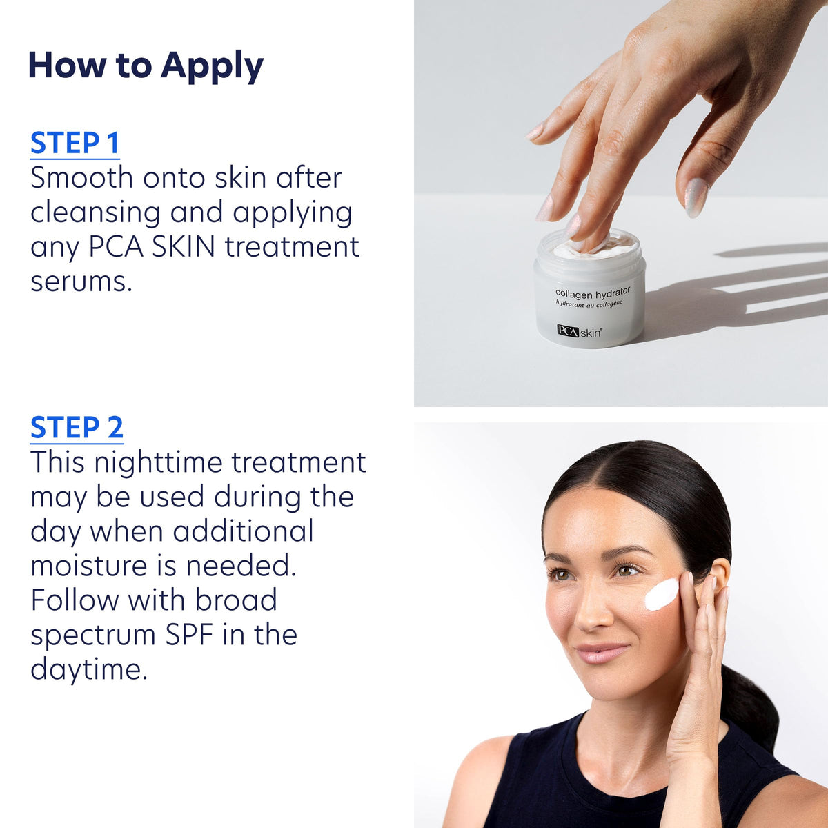 PCA SKIN cream smoothed on hand showing lightweight, non-greasy finish