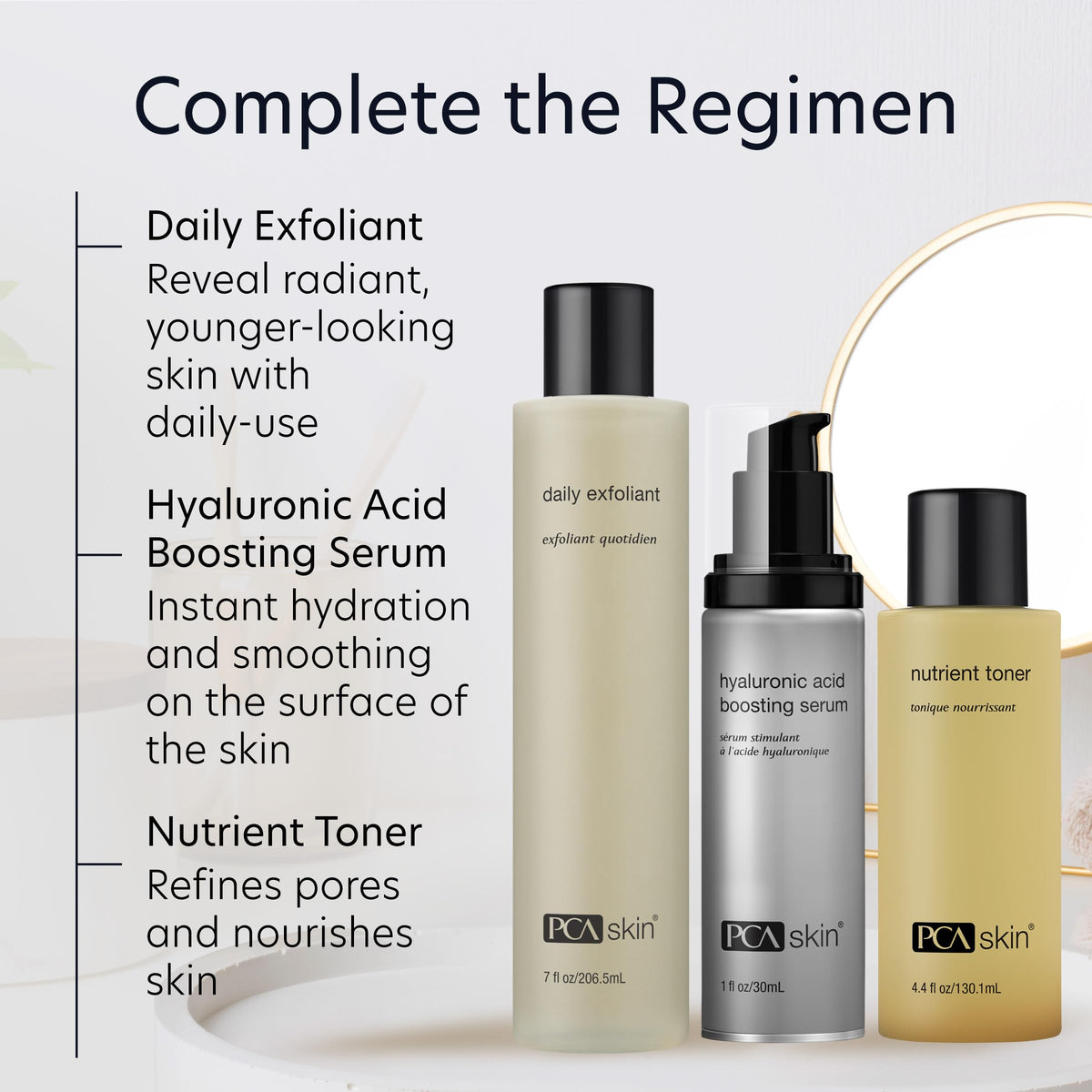 PCA SKIN in bathroom setting showing real-world daily skincare routine use