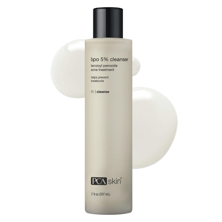 PCA SKIN front label showing 5% benzoyl peroxide and product benefits